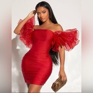 SHEIN SXY Ruffled Red Dress Sz M